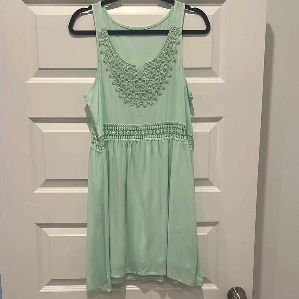 Altar’d State Mint Green Sleeveless Dress with Lace Detail